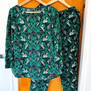 J. Crew Outfit In Emerald Green Art Nouveau Print… - image 1